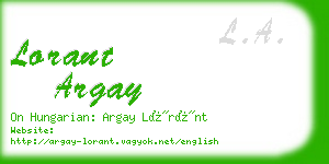 lorant argay business card